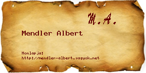 Mendler Albert névjegykártya